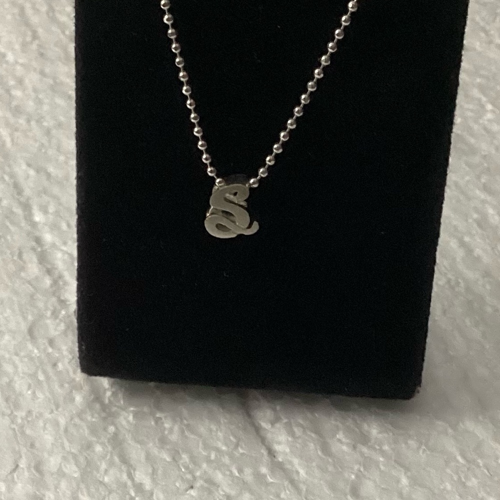 Sterling Silver Snake Initial Pendant Necklace - Silver
